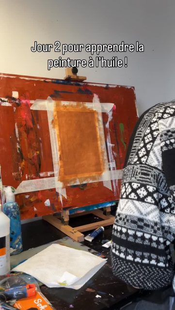Jour 2 pour apprendre la peinture à l’huile.
J’essaie encore de juste me familiariser avec le médium. C’est pas simple et on en fout de partout.
#peinturealhuile #peintre #artabstrait_contemporain